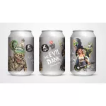 The Evil Dank West Coast IPA kisüzemi sör 0,33 l-es kiszerelésben, címke design több oldalról